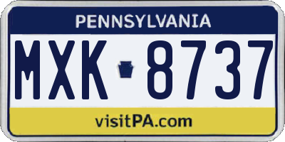 PA license plate MXK8737