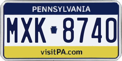 PA license plate MXK8740