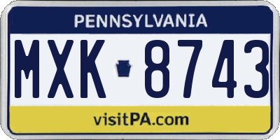 PA license plate MXK8743