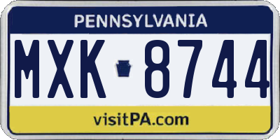 PA license plate MXK8744