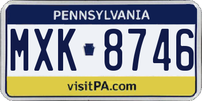 PA license plate MXK8746