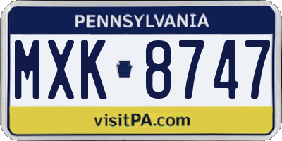 PA license plate MXK8747