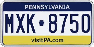 PA license plate MXK8750