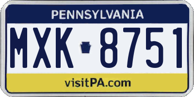 PA license plate MXK8751