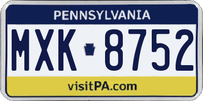 PA license plate MXK8752