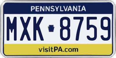 PA license plate MXK8759