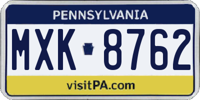 PA license plate MXK8762