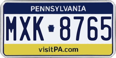 PA license plate MXK8765