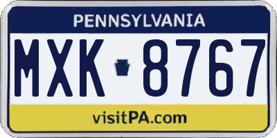 PA license plate MXK8767