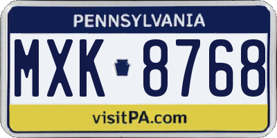 PA license plate MXK8768