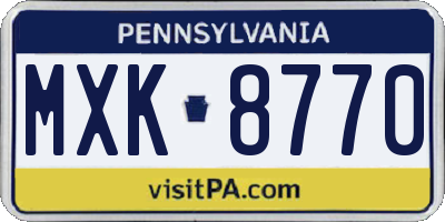 PA license plate MXK8770
