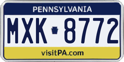 PA license plate MXK8772