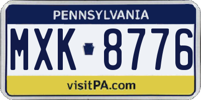 PA license plate MXK8776