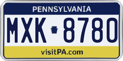 PA license plate MXK8780