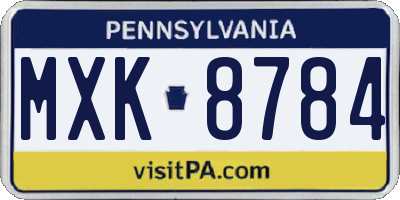 PA license plate MXK8784