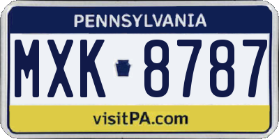 PA license plate MXK8787