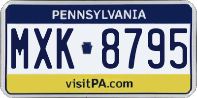 PA license plate MXK8795