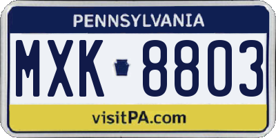 PA license plate MXK8803