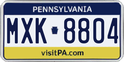 PA license plate MXK8804