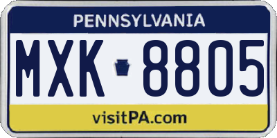 PA license plate MXK8805