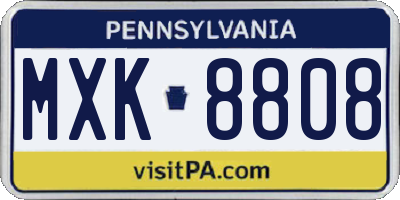 PA license plate MXK8808