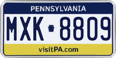 PA license plate MXK8809