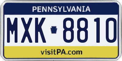 PA license plate MXK8810