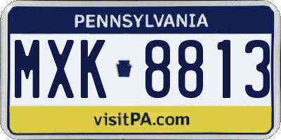 PA license plate MXK8813