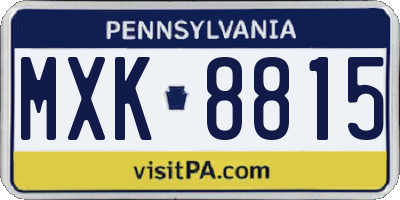 PA license plate MXK8815
