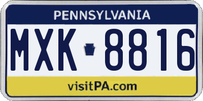 PA license plate MXK8816