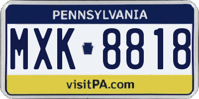 PA license plate MXK8818