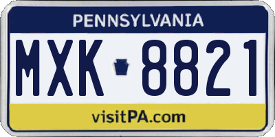 PA license plate MXK8821