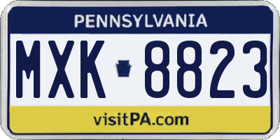 PA license plate MXK8823