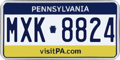 PA license plate MXK8824