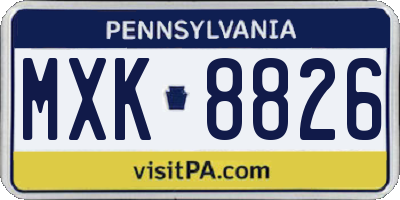 PA license plate MXK8826