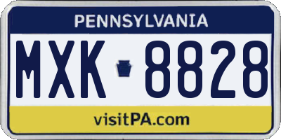 PA license plate MXK8828