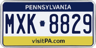 PA license plate MXK8829