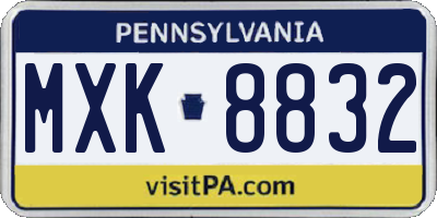 PA license plate MXK8832