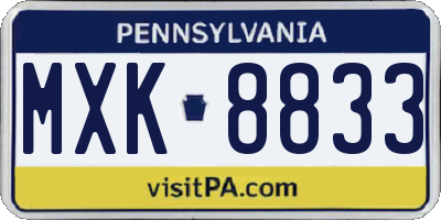 PA license plate MXK8833