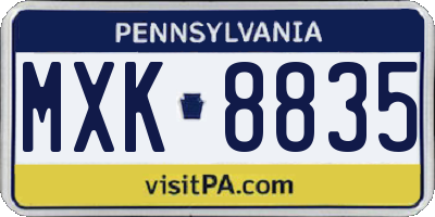 PA license plate MXK8835