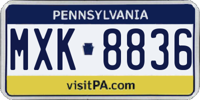 PA license plate MXK8836