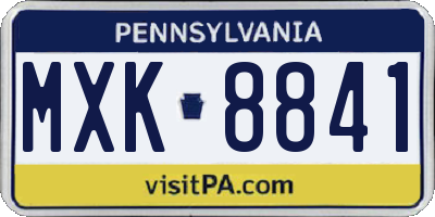 PA license plate MXK8841