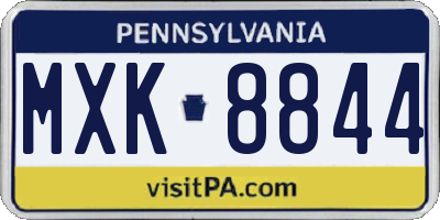 PA license plate MXK8844
