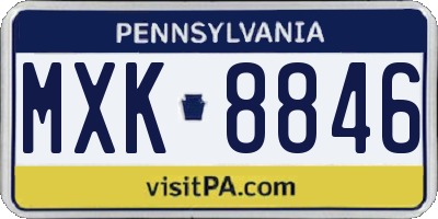 PA license plate MXK8846