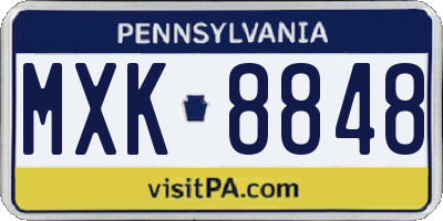 PA license plate MXK8848