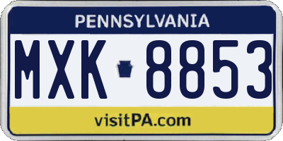 PA license plate MXK8853