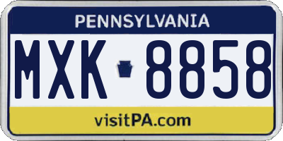 PA license plate MXK8858