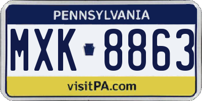 PA license plate MXK8863