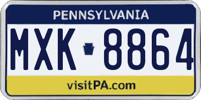 PA license plate MXK8864