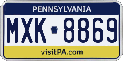 PA license plate MXK8869